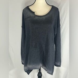 Sloane Rouge Acid Wash Scoop Neckline Long Sleeve Tunic